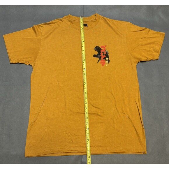 Godzilla in Japan Cherry Blossoms Mustard Yellow Graphics T-Shirt Sz Lg Japanese - Picture 5 of 7